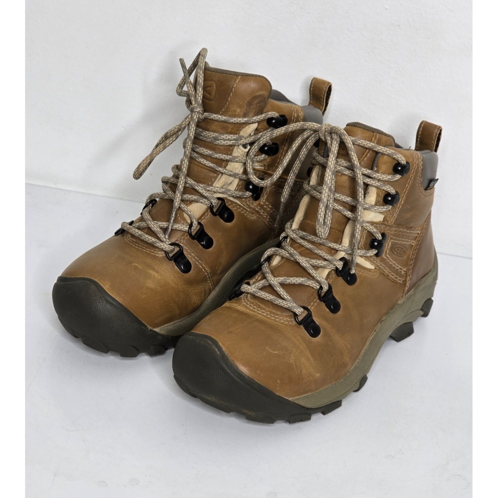 KEEN Womens Pyrenees Hiking Boots 5 Brown Leather Waterproof Trail Lace Up